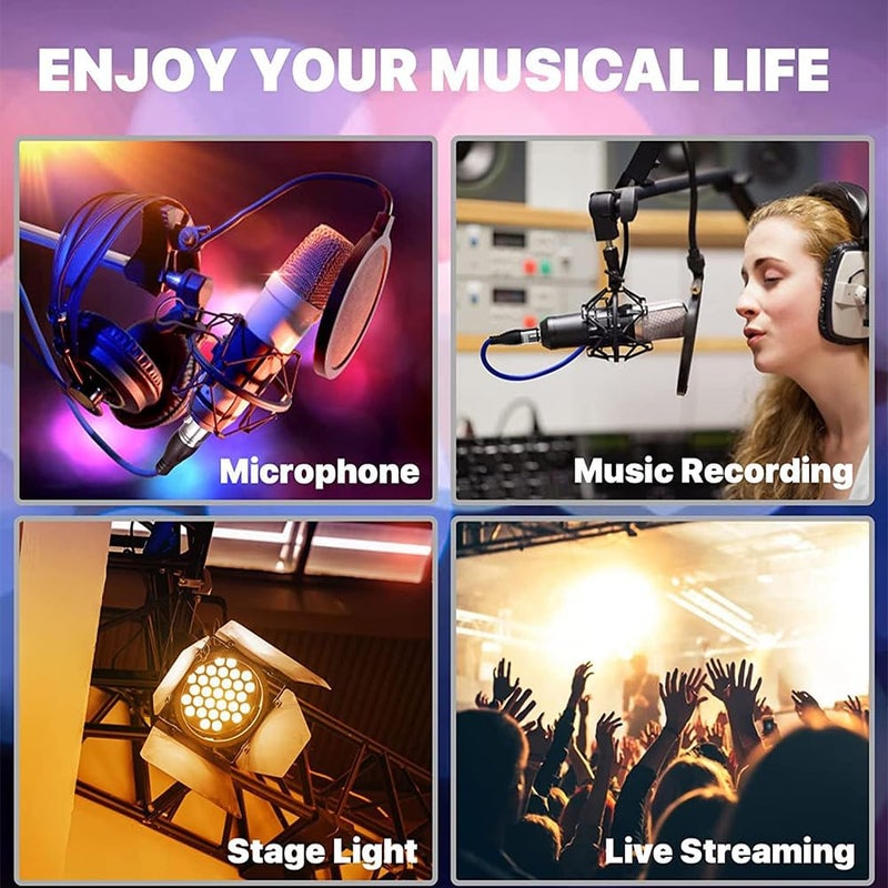DREMAKE 3Pin XLR Male to XLR Female Microphone Cable Professional for Recording, Mixing, and Lighting Equipments - 40 Foot/Blue - Image 5